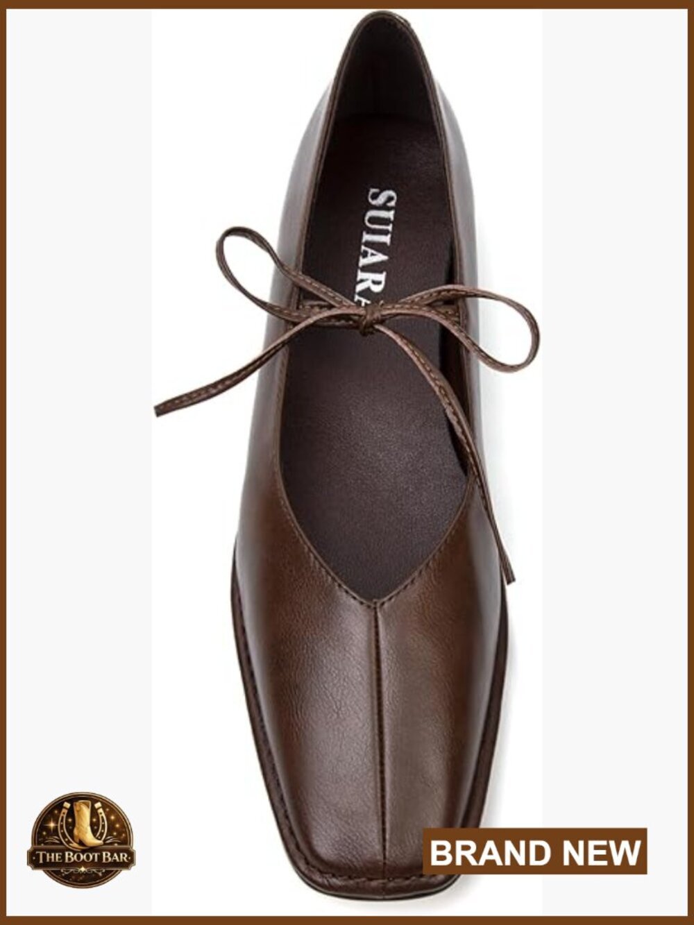 Square Toe Ballet Flats, Lace Up Mary Jane, Leather Slip On Shoes
